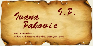Ivana Paković vizit kartica